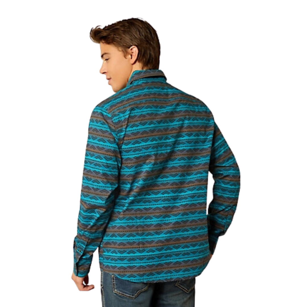 Ariat Men's Madison Modern Fit Long Sleeve Western Turquoise Shirt