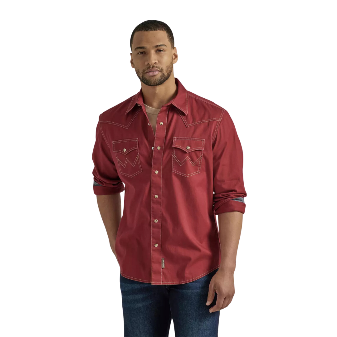 Wrangler Men's Solid Retro Premium Red Shirt