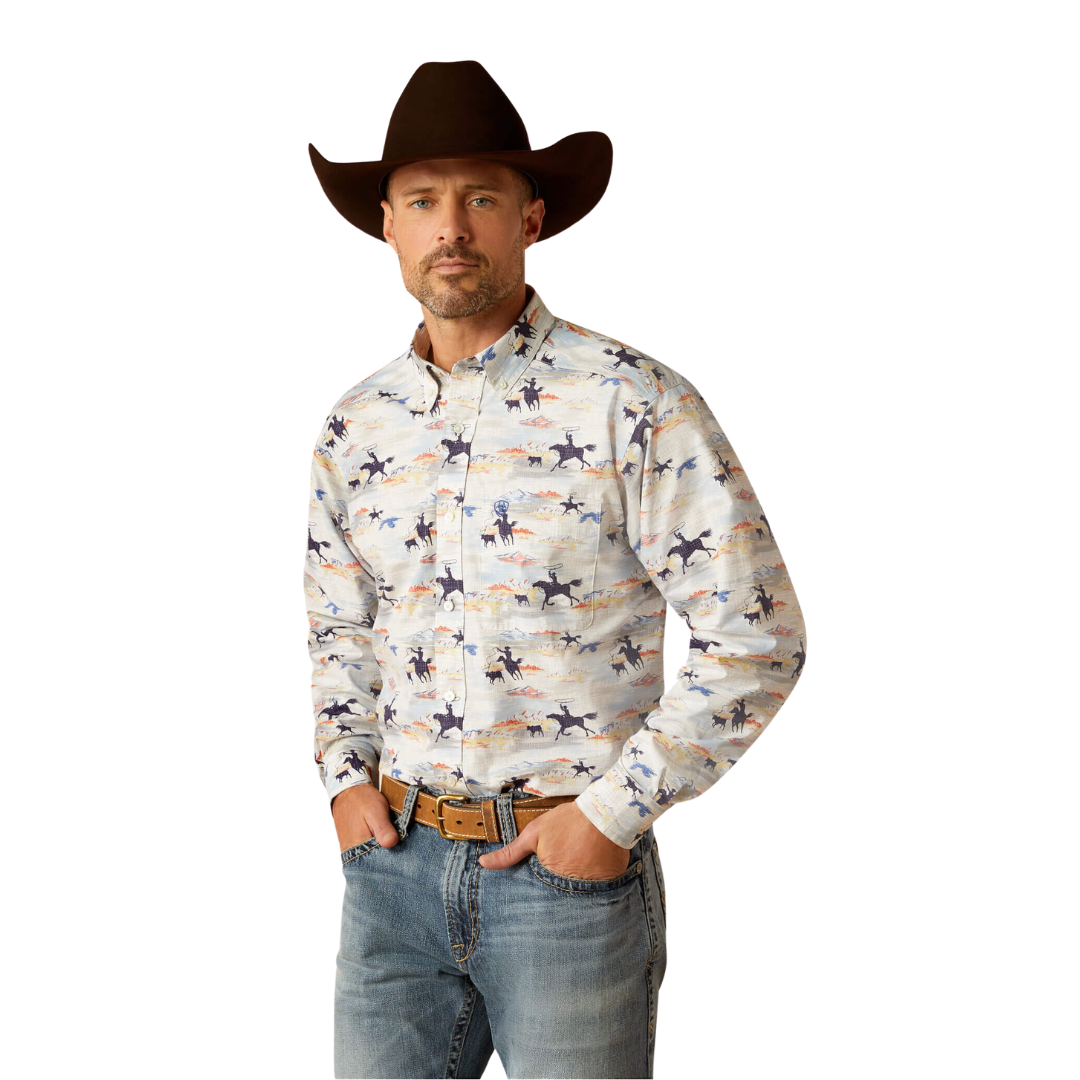 Ariat Men's Rider Fitted Light Blue Shirt