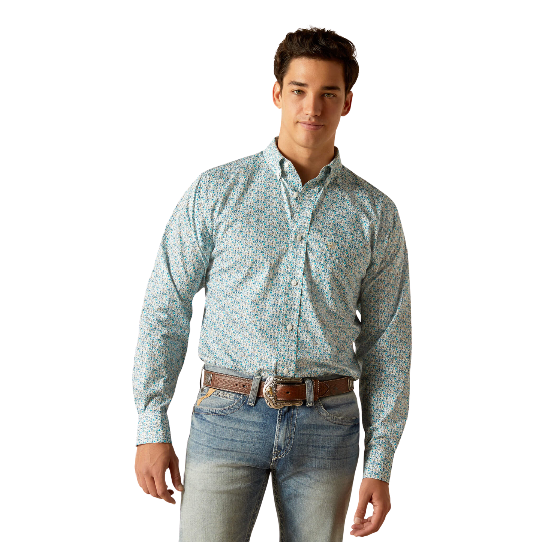 Ariat Men's Wrinkle Free Kellen Fitted Blue Shirt