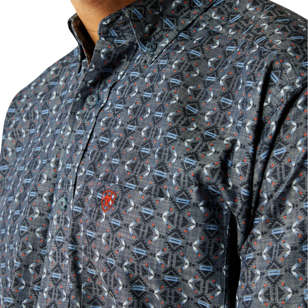 Ariat Men's Rochard Chambray Print Blue Shirt