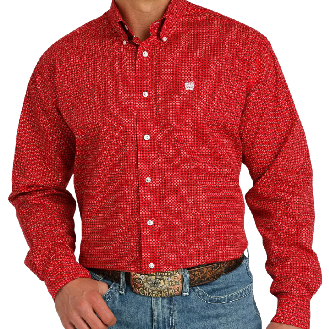 Cinch Men's Print Red Shirt