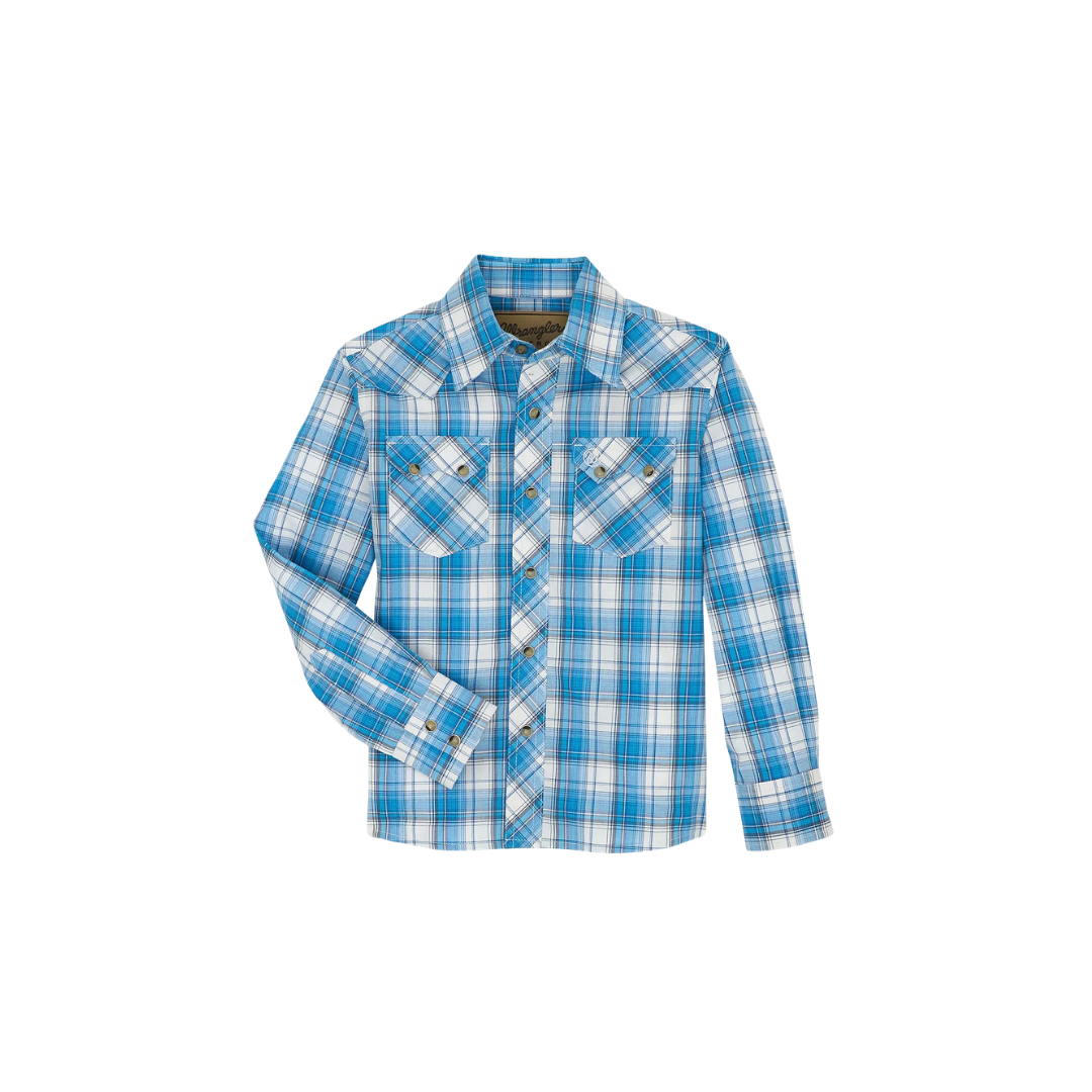 Wrangler Youth Boy's Retro Western Snap Blue Shirt