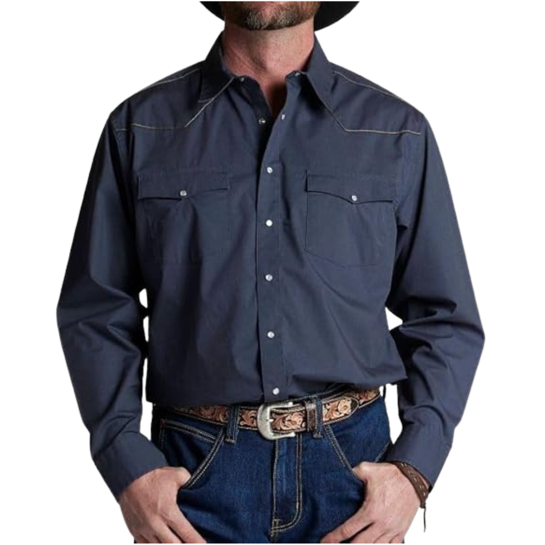 Justin Men's HJ Sons Snap Blue Shirt