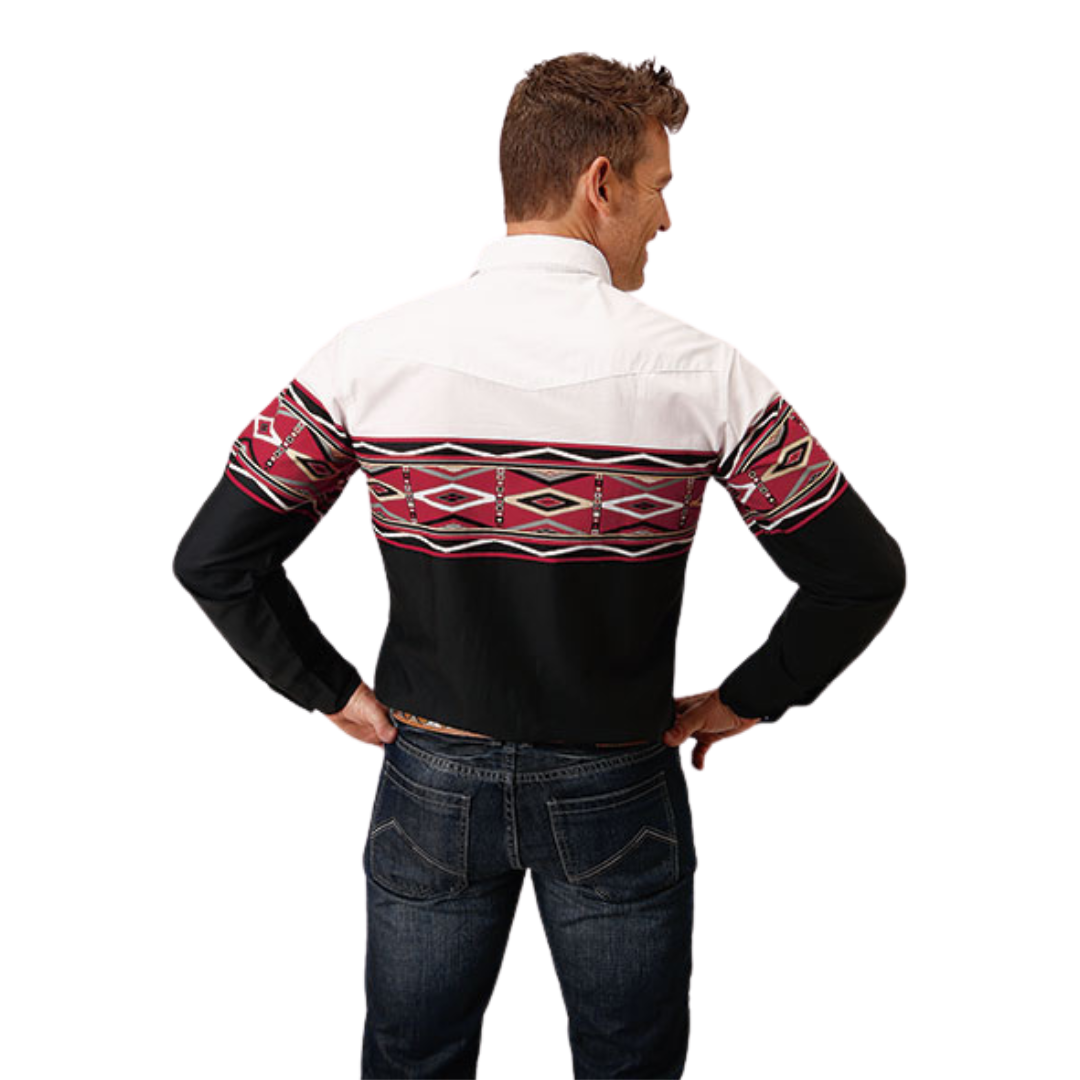 Roper Men's Tribal Border Black Shirt