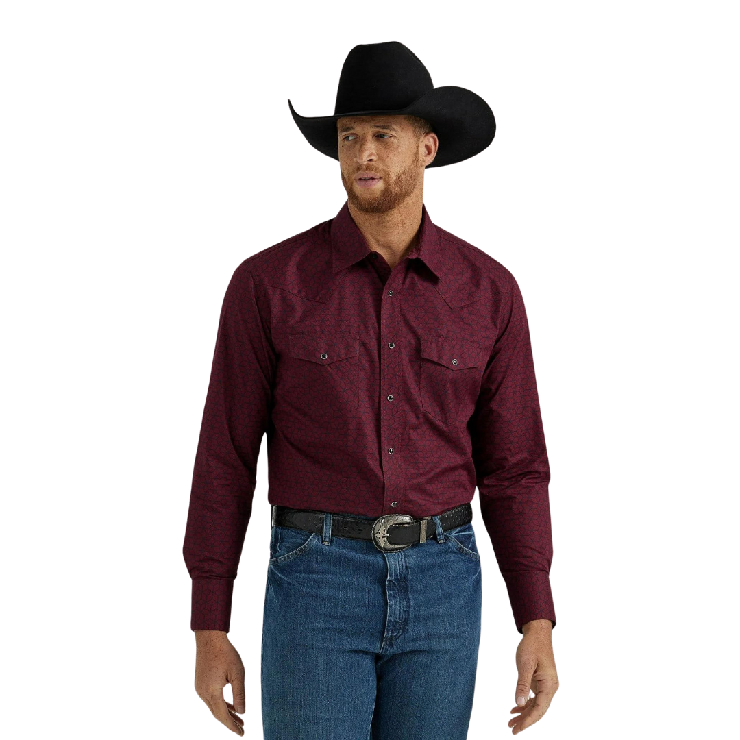 Wrangler Men's Silver Edition Burgundy Print Shirt