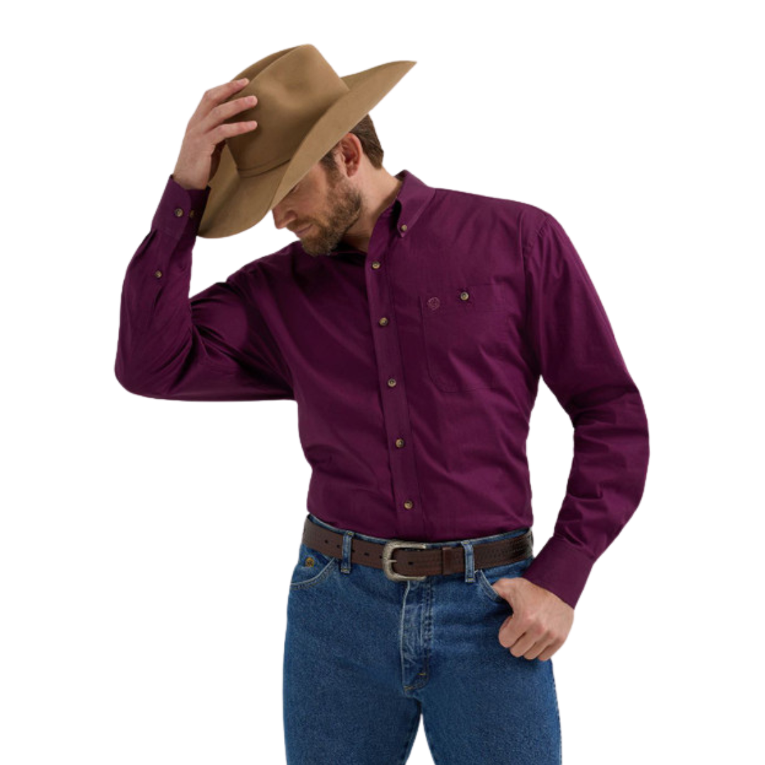 Wrangler Men's George Western Purple Shirt - Big & Tall