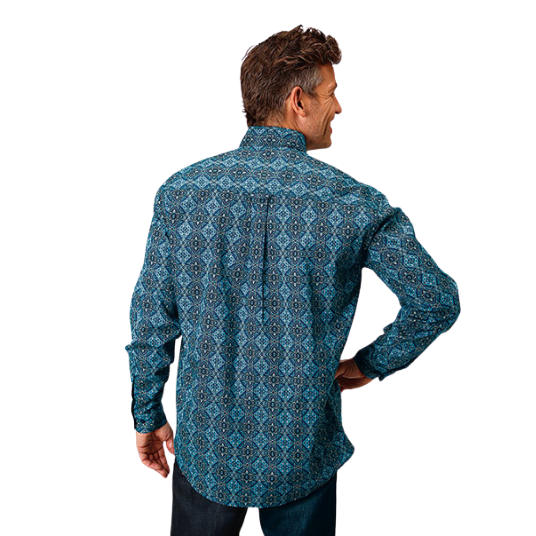 Roper Men's Gothic Medallion Blue Shirt