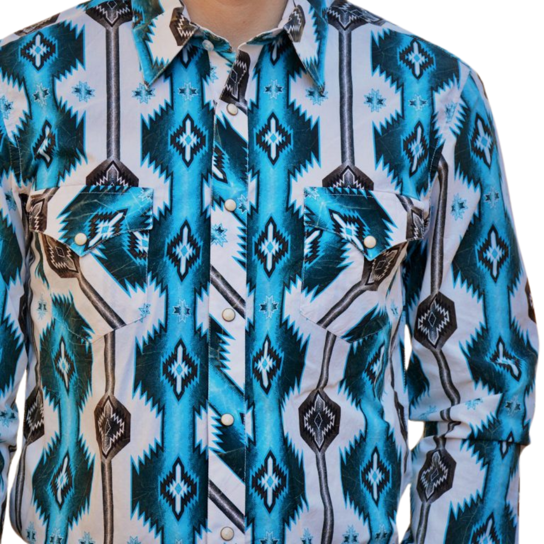 Panhandle Slim Men's Slim Fit Aztec Caribbean Print Snap Shirt