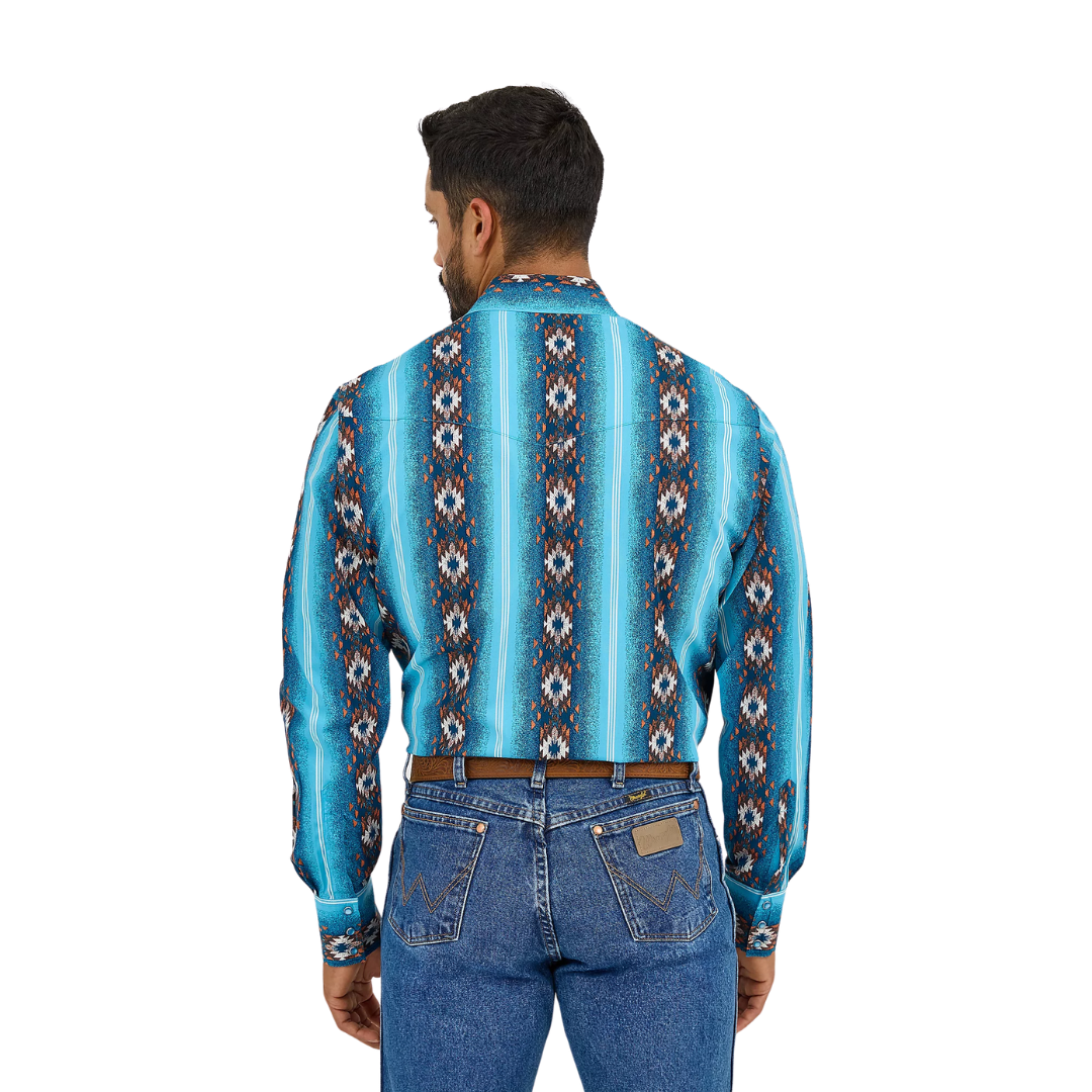 Wrangler Men's Checotah Sea Salt Blue Shirt