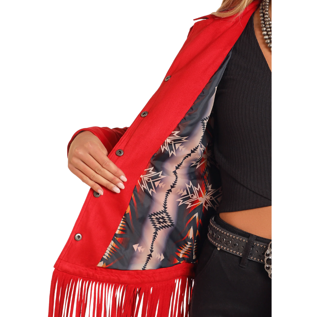 Panhandle Slim Women's Western Micro Suede Red Jacket