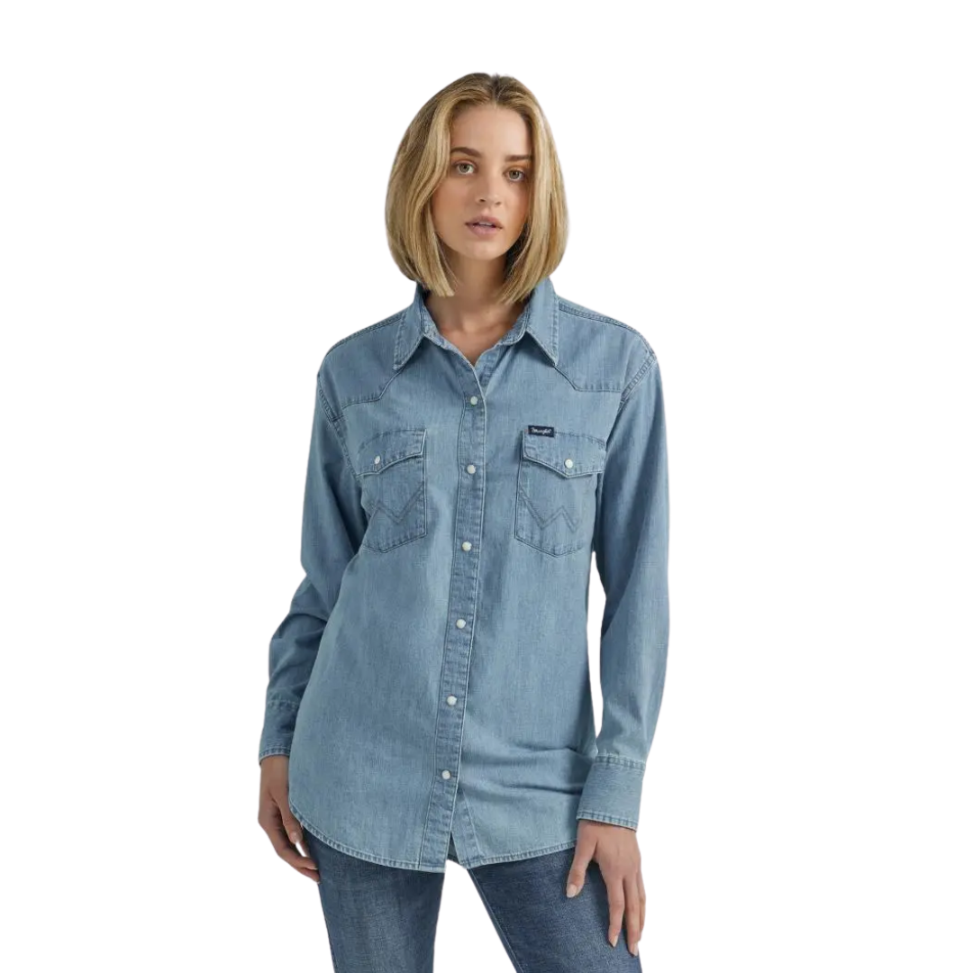 Wrangler Women's Stylish Denim Blue Shirt