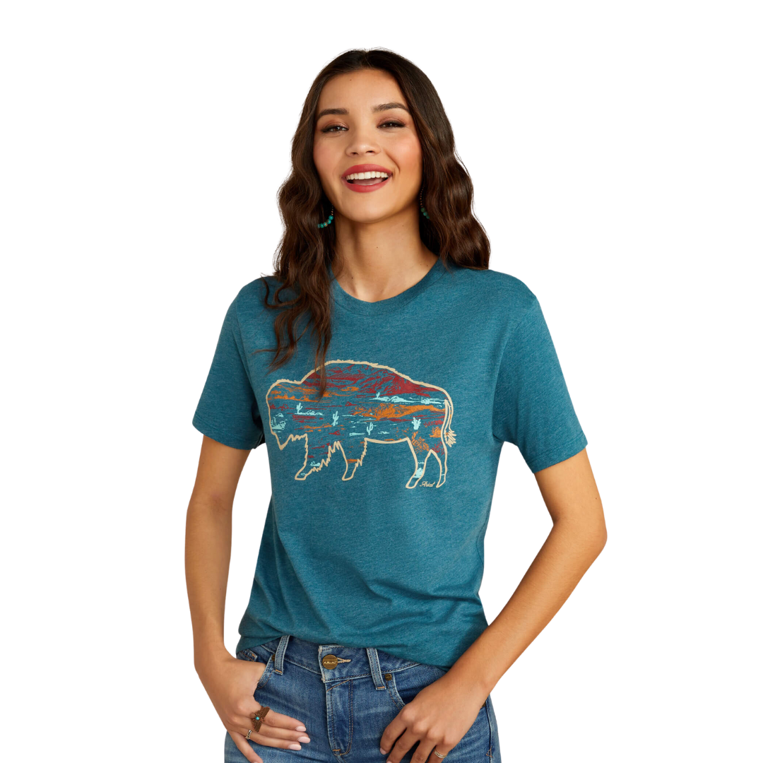 Ariat Women's Bison Ranch Deep Sea Heather Tee Shirt