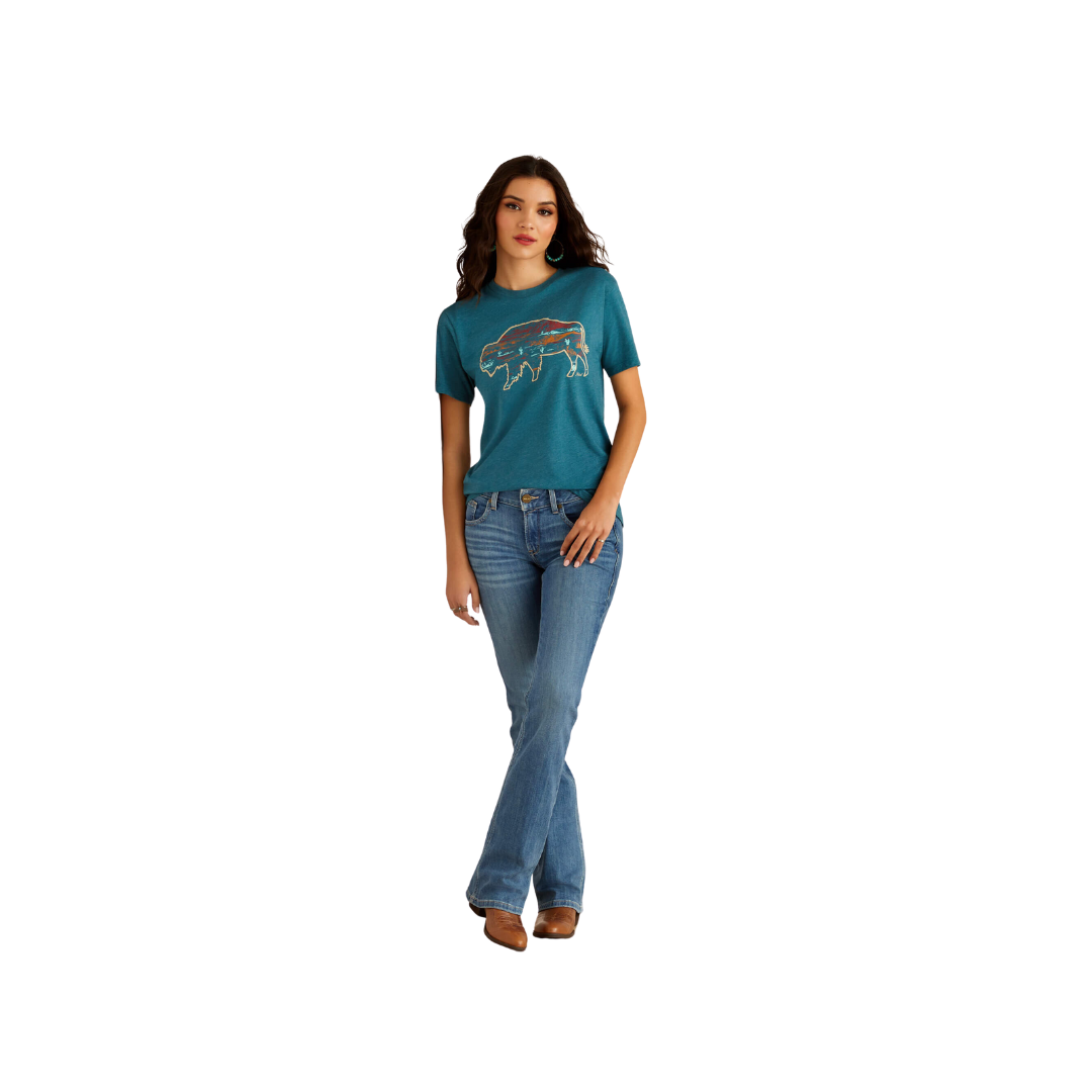 Ariat Women's Bison Ranch Deep Sea Heather Tee Shirt