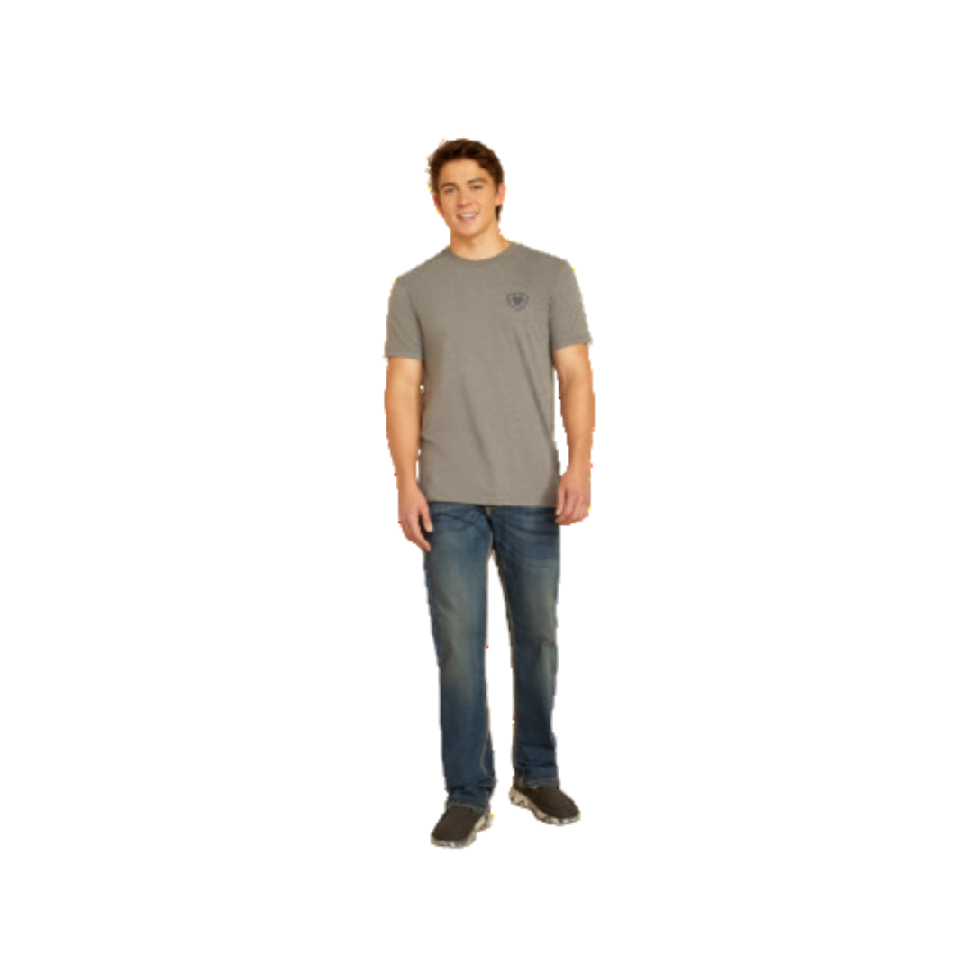 Ariat Men's Southwestern Longhorn Graphite Heather Tee Shirt