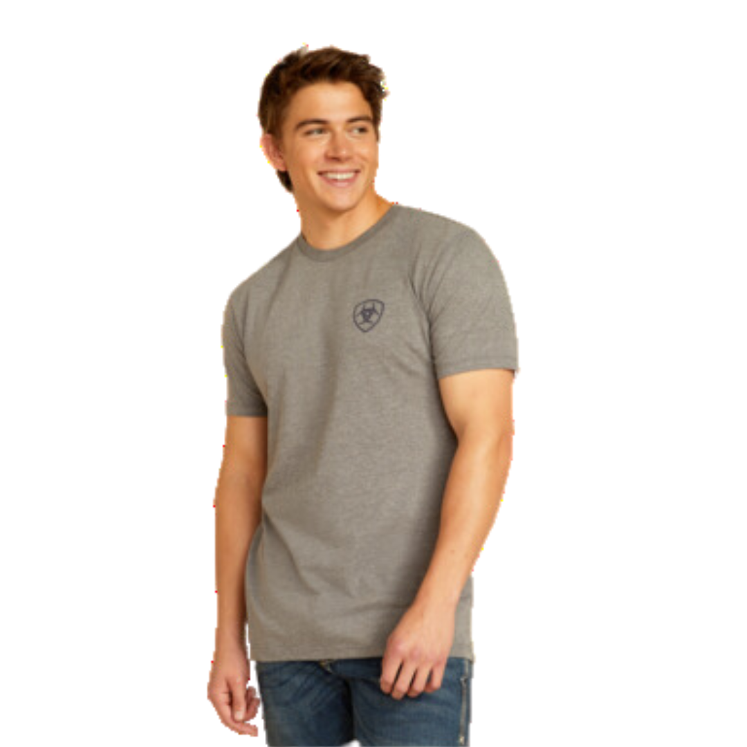 Ariat Men's Southwestern Longhorn Graphite Heather Tee Shirt