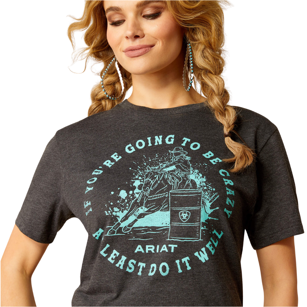 Ariat Women's Barrel Beauty Charcoal Heather Tee Shirt