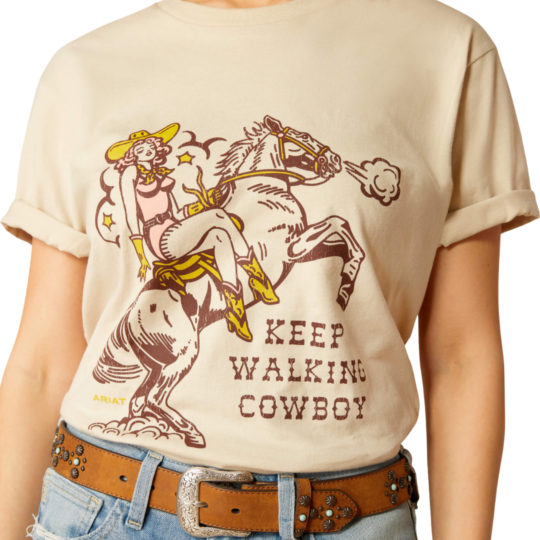 Ariat Women's Keep Walkin Cowboy Natural Tee Shirt