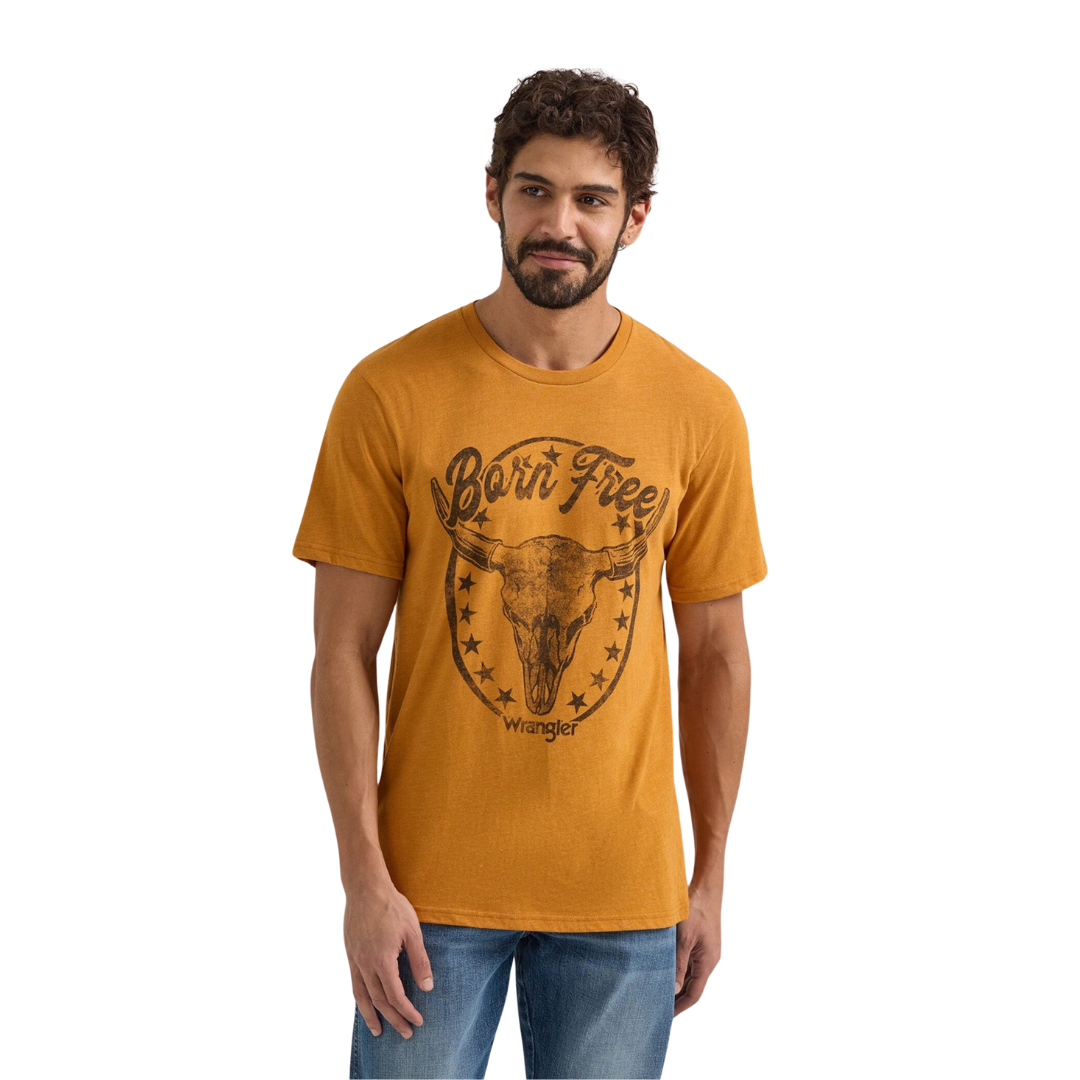 Wrangler Men's Thai Curry Heather Born Free Tee Shirt