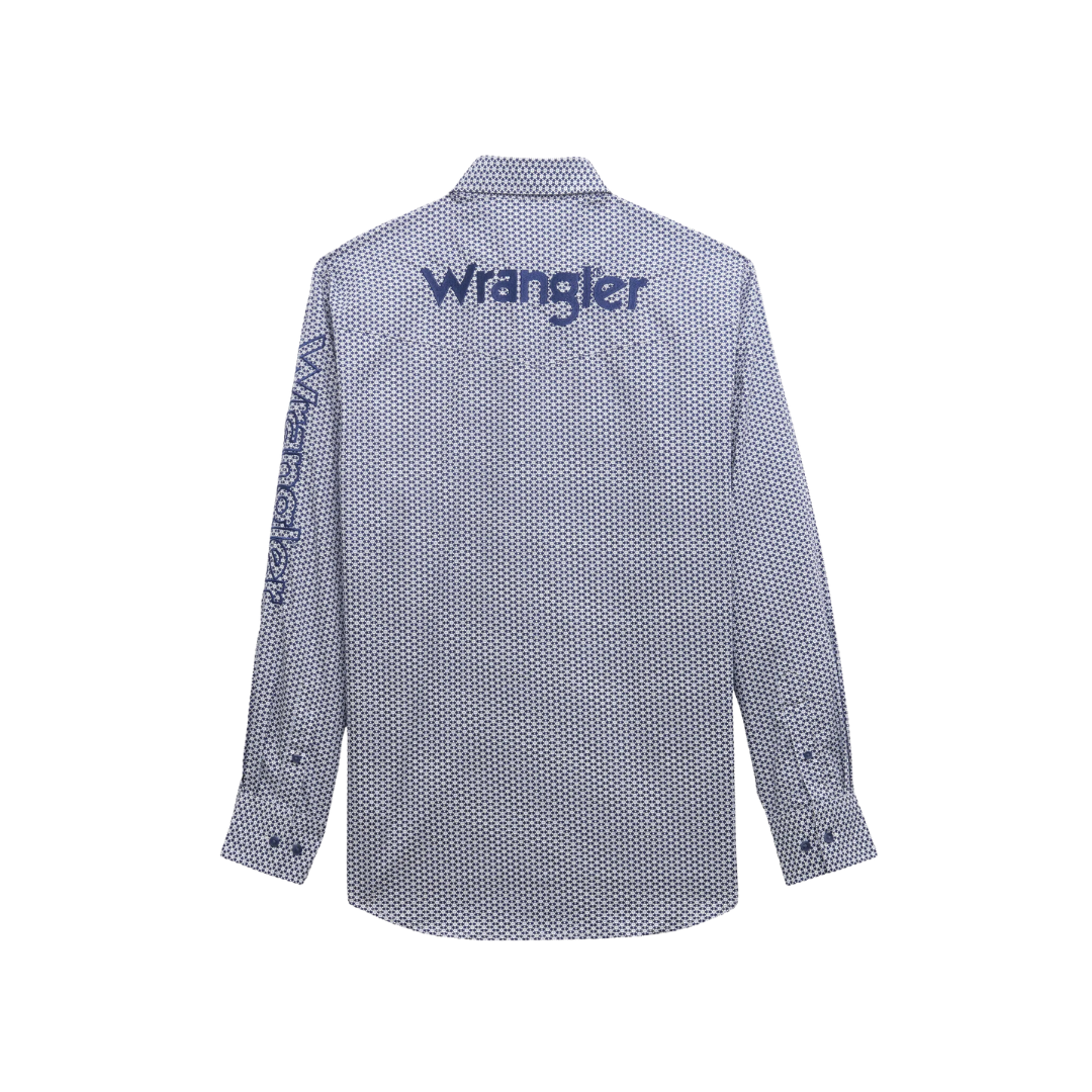 Wrangler Men's Logo Classic Fit Blue Shirt