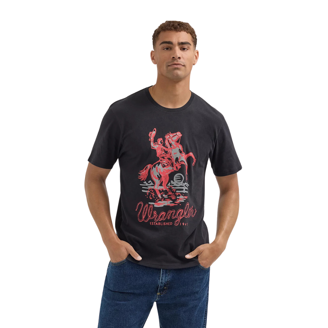 Wrangler Men's Bucking Horse Black Tee Shirt