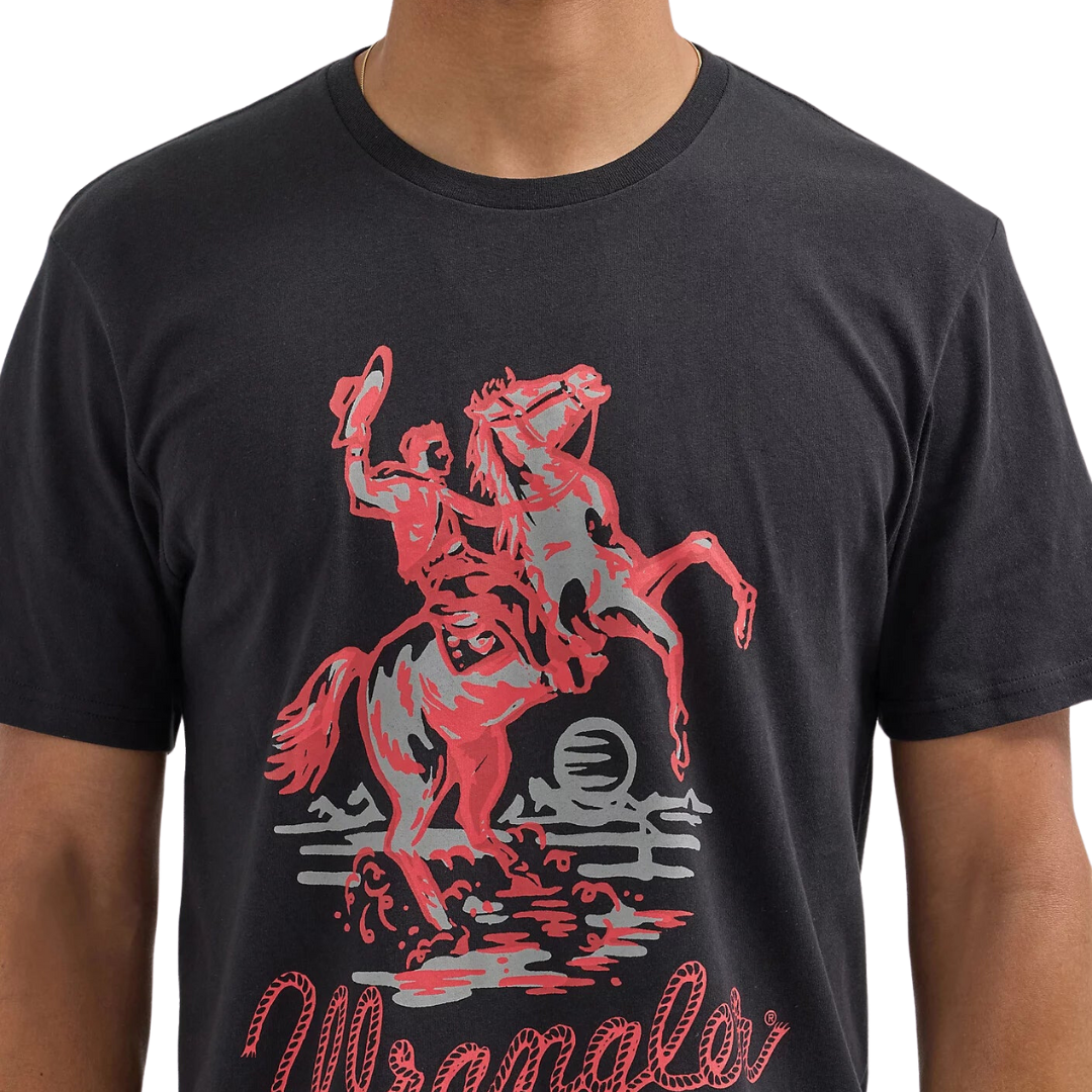 Wrangler Men's Bucking Horse Black Tee Shirt