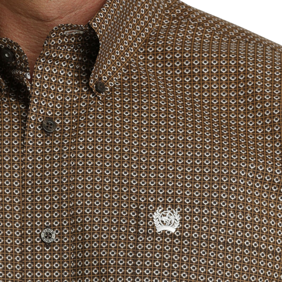 Cinch Men's Geometric Print Brown Shirt