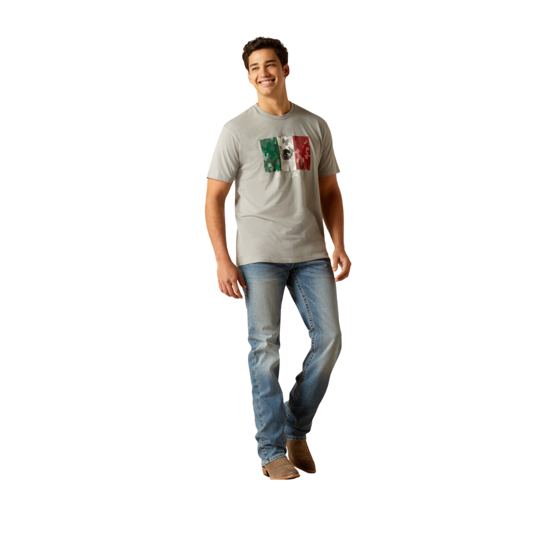 Ariat Men's Mexico Camo Flag Stone Heather Tee Shirt