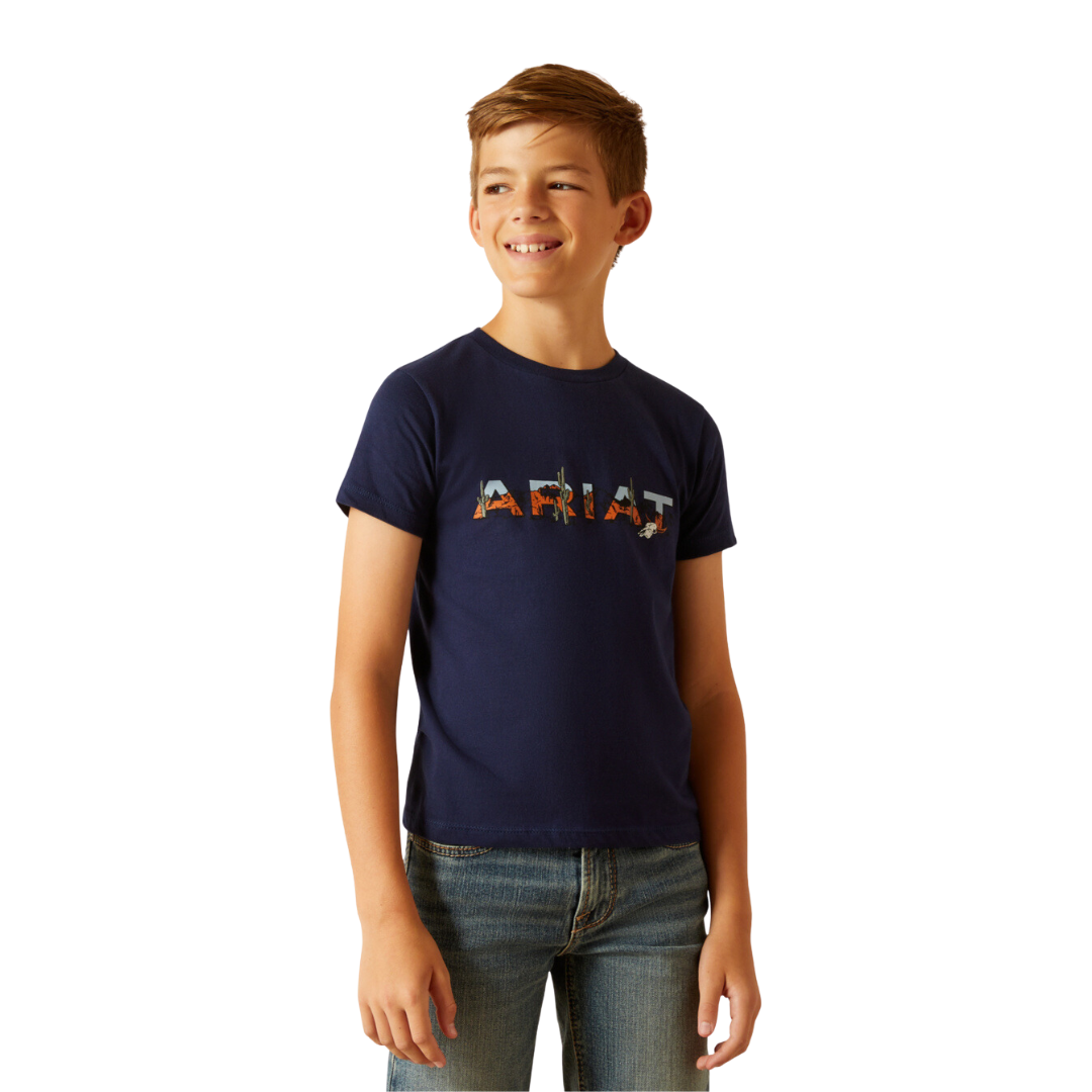Ariat Youth Boy's Logo Landscape Dark Navy Shirt