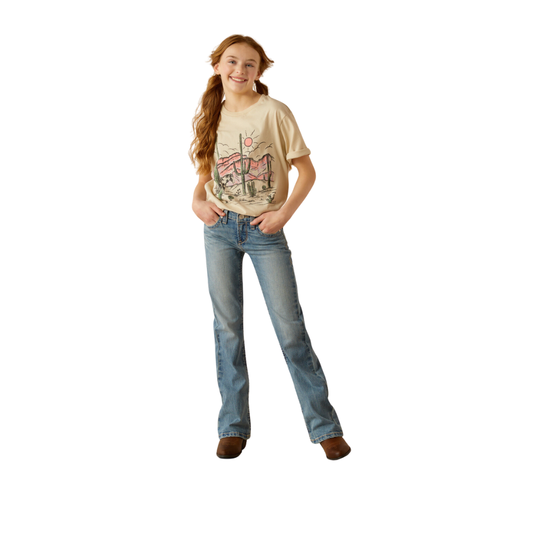 Ariat Youth Girl's Horse Natural Light Brown Shirt