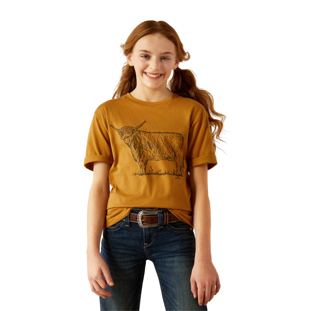 Ariat Youth Girl's Highlander Harvest Gold Tee Shirt