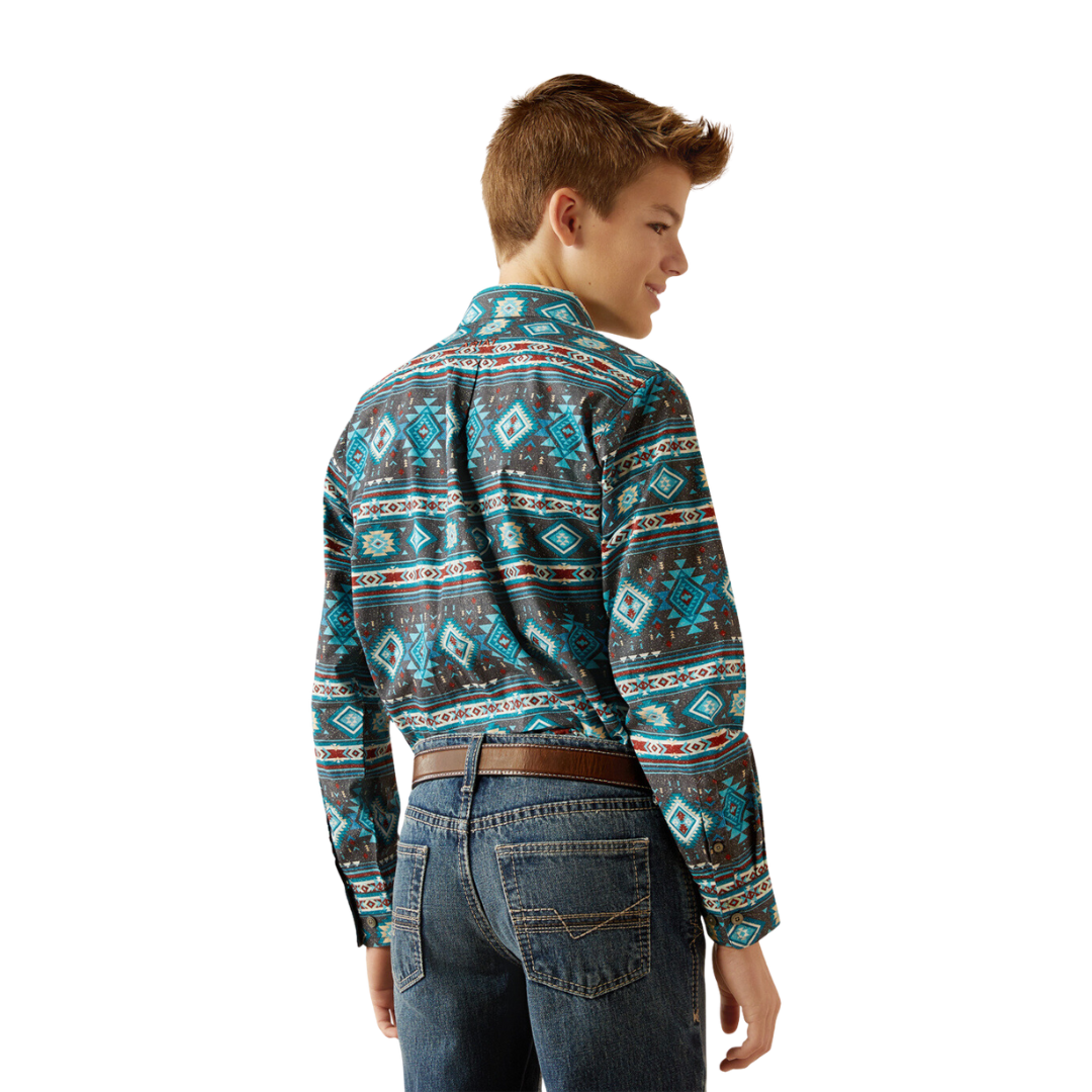 Ariat Youth Boy's Prestcot Teal Shirt