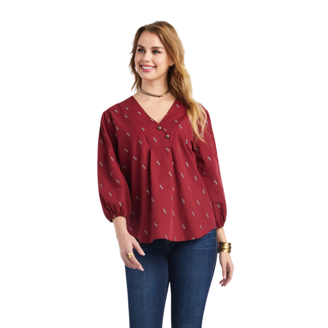 Ariat Women's Peasant Top Chimayo Dobby Blouse