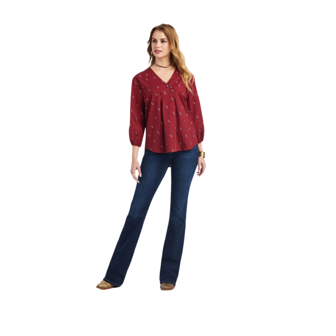 Ariat Women's Peasant Top Chimayo Dobby Blouse
