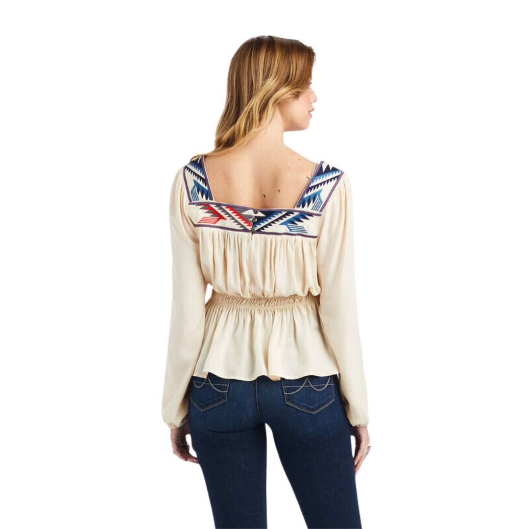Ariat Women's Jacquard Chimayo Top Buttercream Blouse