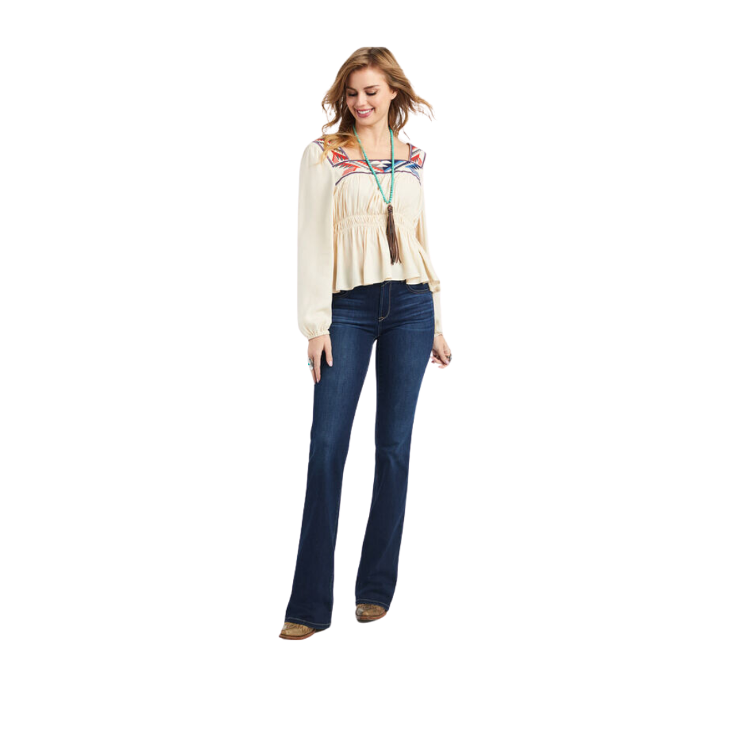Ariat Women's Jacquard Chimayo Top Buttercream Blouse