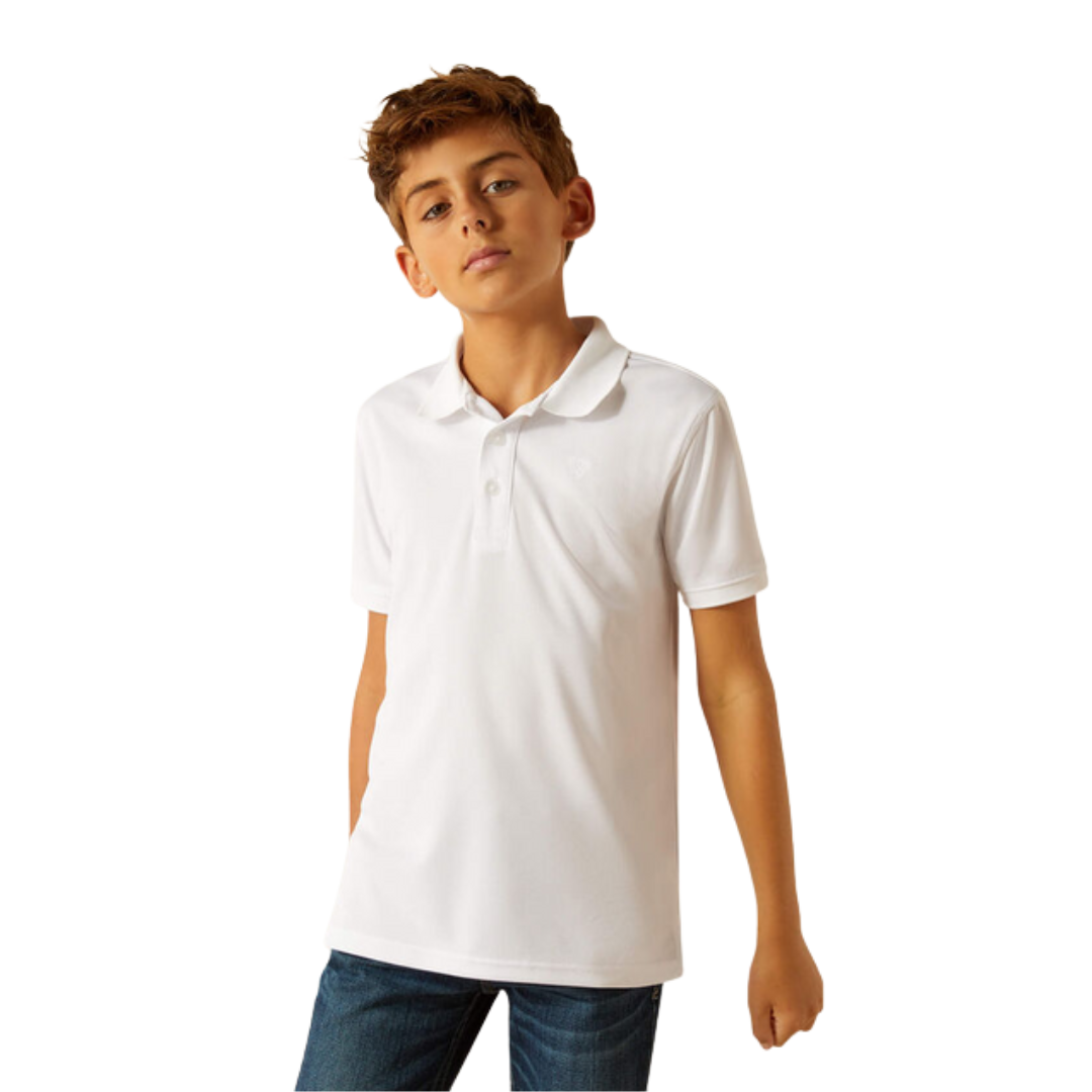 Ariat Youth Boy's Tek White Polo Shirt