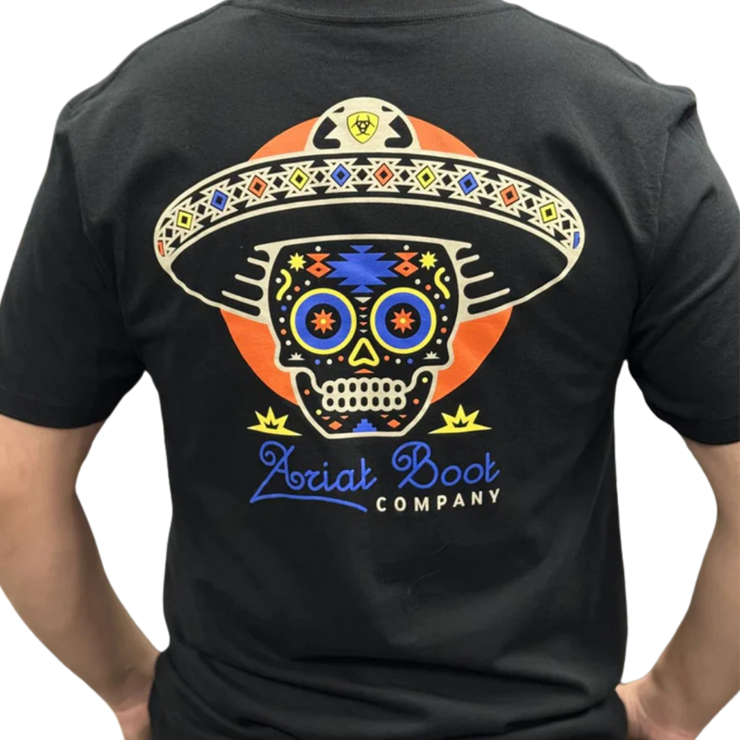 Ariat Men's Sugar Skull Print Black Shirt