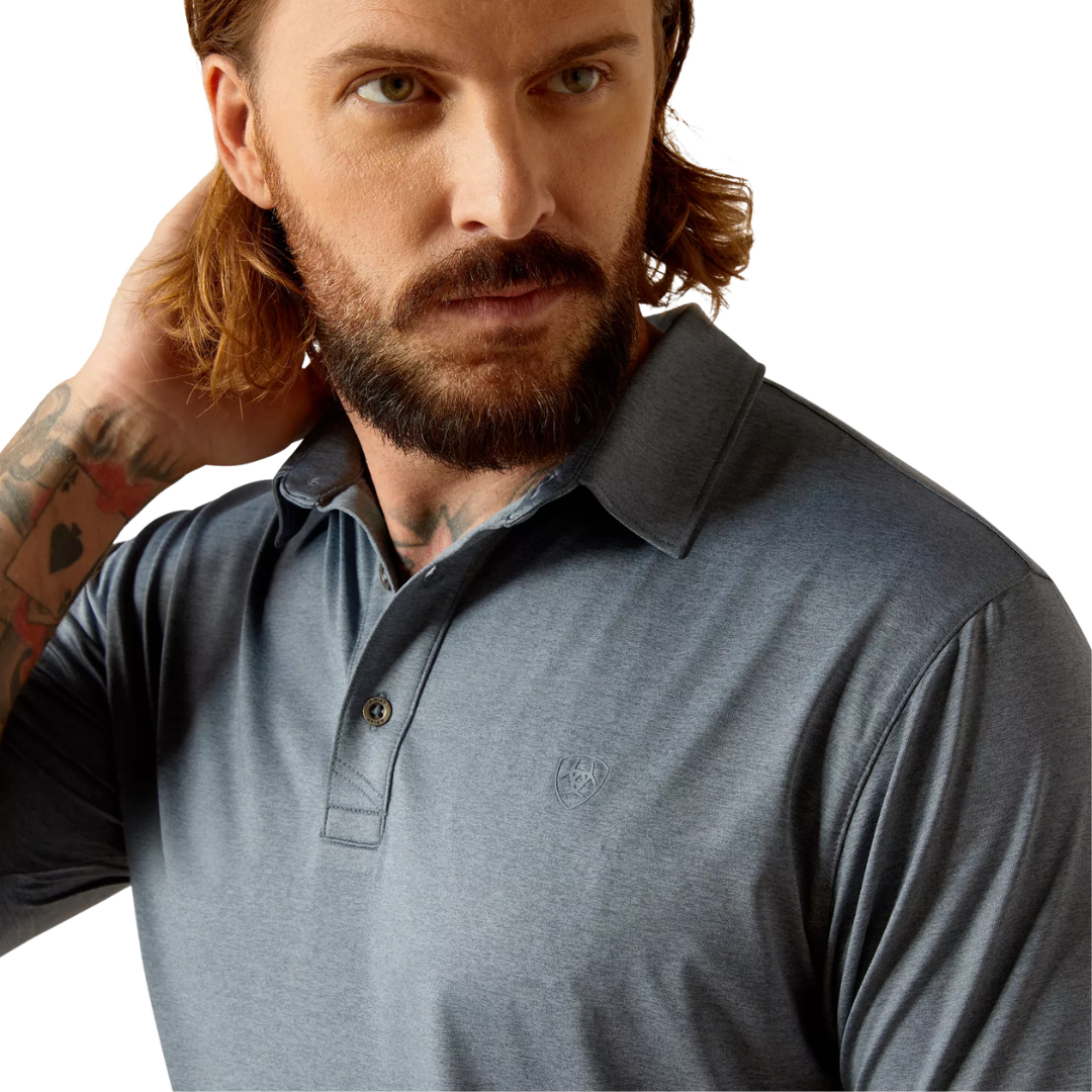 Ariat Men's Charger Newsboy Blue Modern Polo Shirt