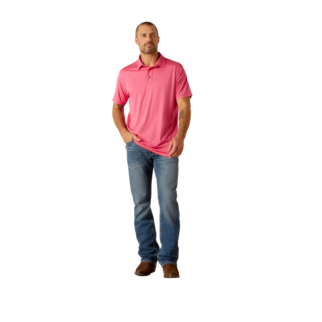 Ariat Men's Charger Fitted Pulse Polo Pink Shirt