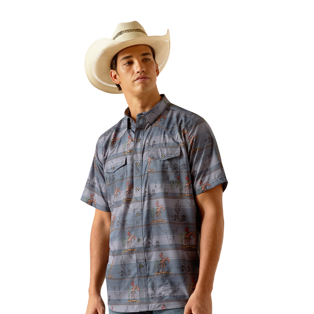 Ariat Men's Venttek Print Button Down Blue Shirt