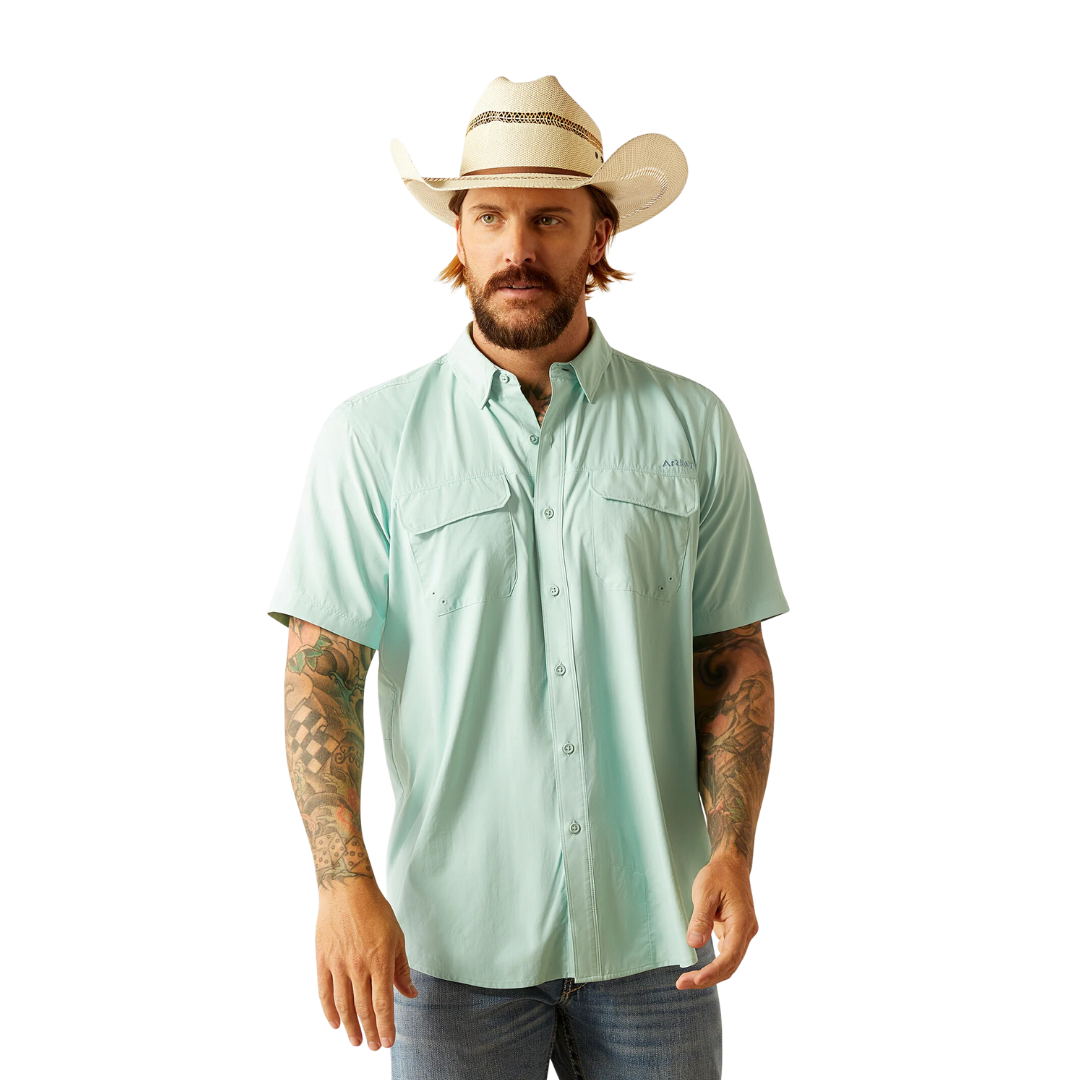 Ariat Men's Venttek Outbound Fitted Eggshell Blue Shirt