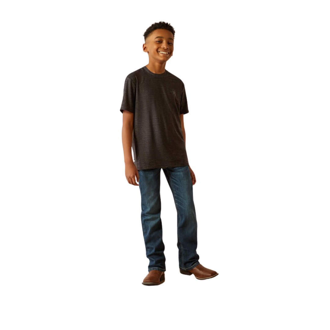 Ariat Youth Boy's Gradient Charger Black Heather Tee Shirt