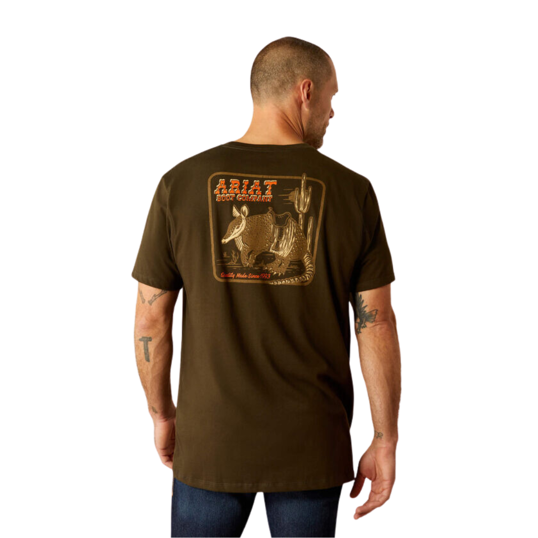 Ariat Men's Armadillo Half Shell Dark Olive Tee Shirt