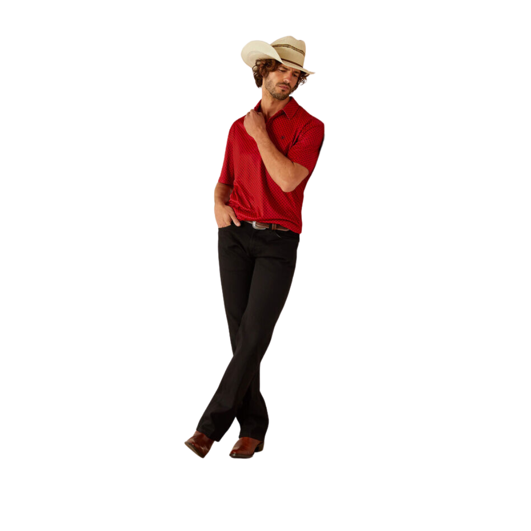 Ariat Men's All Over Print Polo Haute Red Shirts
