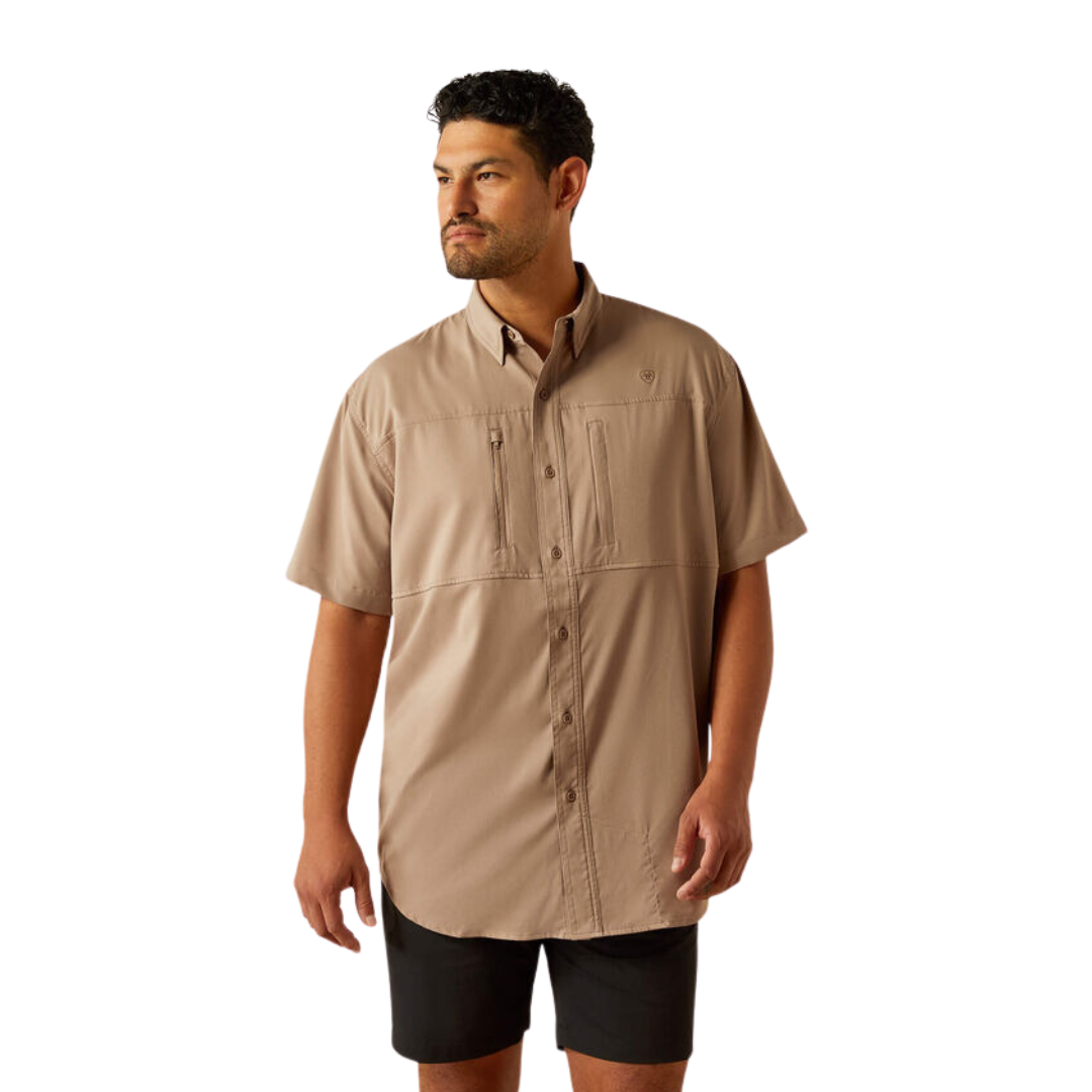 Ariat Men's Venttek Classic Fit Taupe Grey Shirt