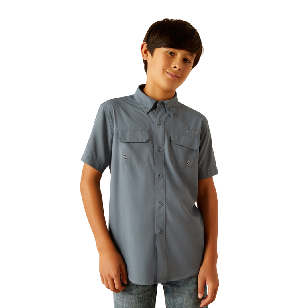 Ariat Youth Boy's Venttek Outbound Newsboy Blue Shirt