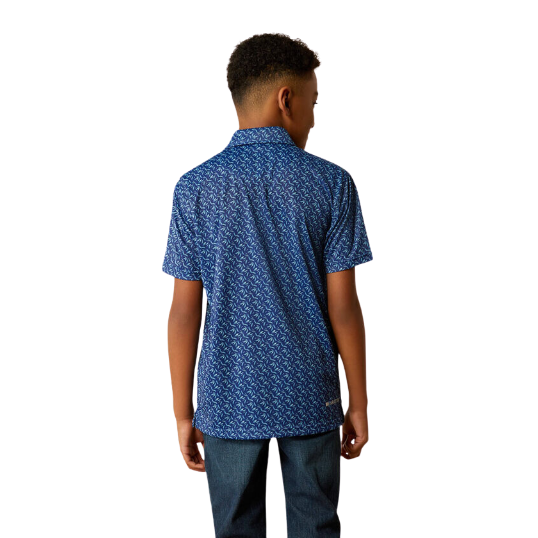 Ariat Youth Boy's All Over Print Polo Blue Depths Shirt