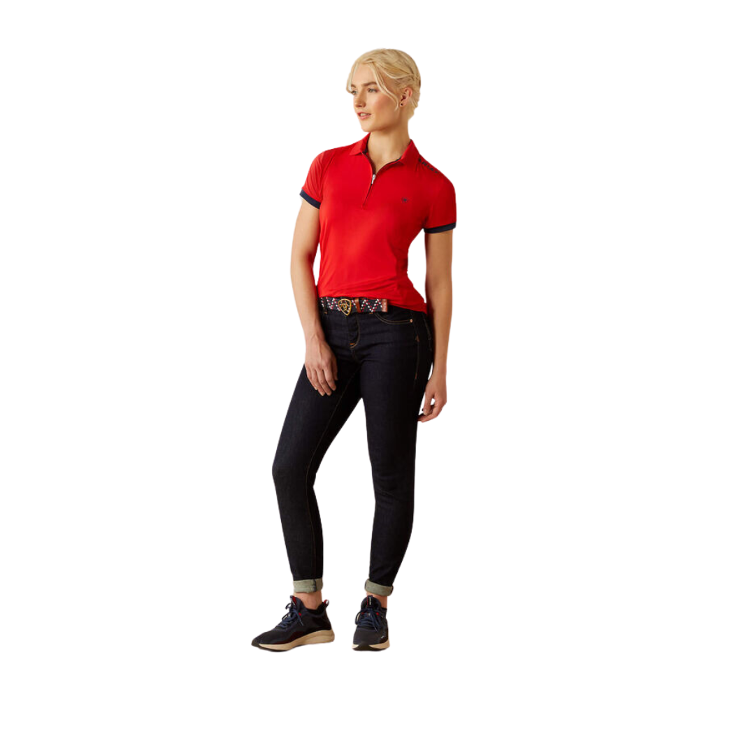 Ariat Women's Bandera Team Zip Polo Weg Red Shirt