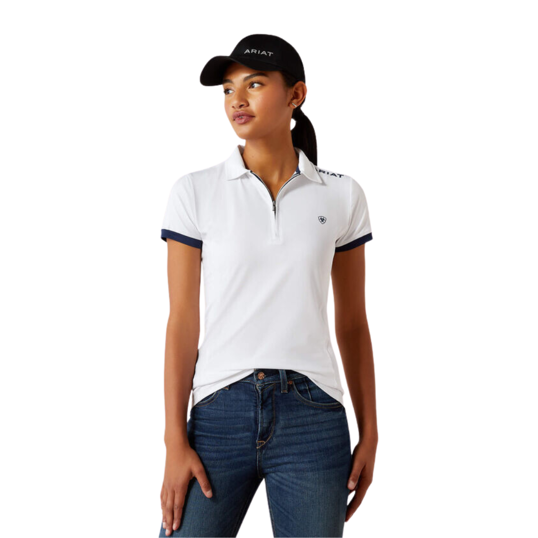 Ariat Women's Bandera Team Zip Polo White Shirt